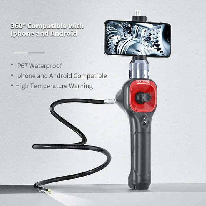 Ralcam F606A Endoscope for iPhone and Android – 4-Way HD Articulating Inspection Camera with Waterproof Design