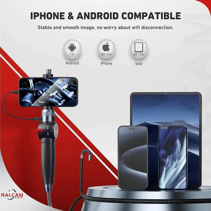 H406A Articulating Borescope Compatible with Android and iOS Phone, 8.5mm Lens, IP67 Waterproof
