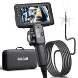 Ralcam 4.5'' HD Articulating Borescope, 2-Way Endoscope Camera with Light 8.5mm Lens Articulated Snake Camera, Video Inspection Camera with Light for Automotive Mechanics 6.6FT Semi-Rigid Cable