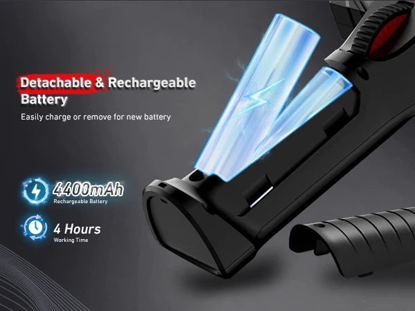 Abnehmbarer 4400 mAh-Akku für längere Nutzung