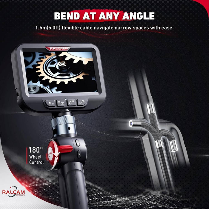 H406B Borescope with 4.3" HD Screen and 6 Adjustable LED Lights, IP67 Waterproof