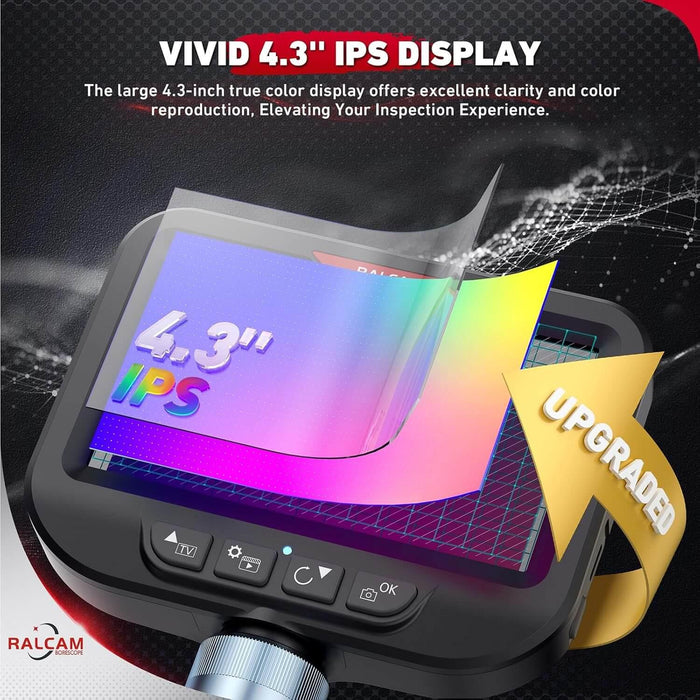 H406B Borescope with 4.3" HD Screen and 6 Adjustable LED Lights, IP67 Waterproof