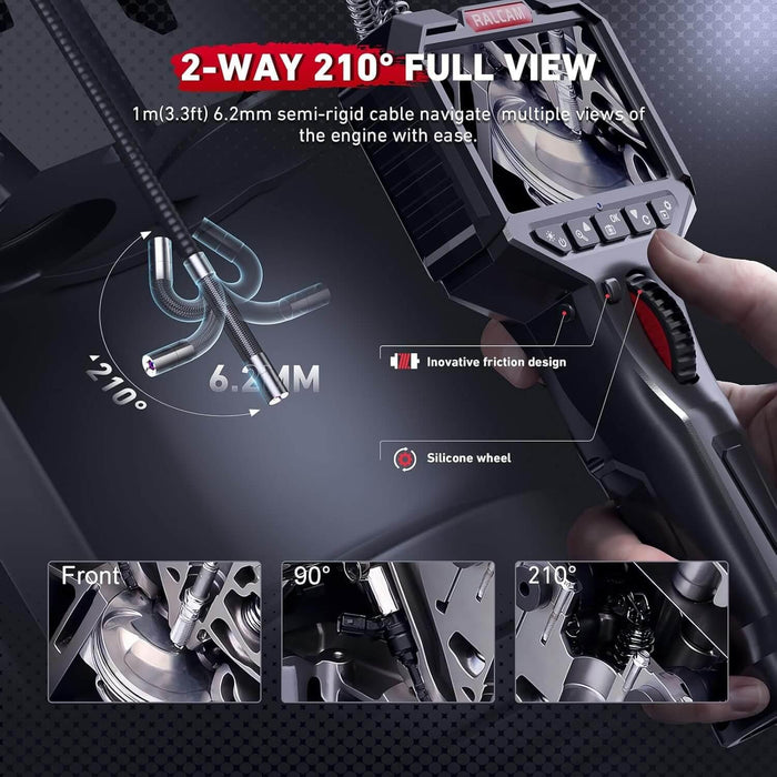 N306S 2 Way Endoscope Camera with 6 Led Lights, 6.2mm Lens, 3.5'' IPS Screen